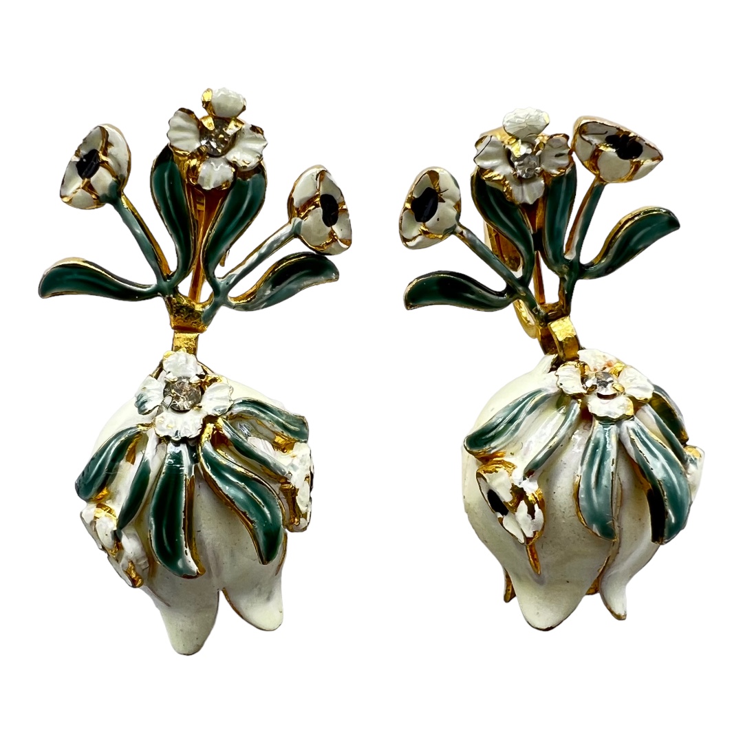 Sandor enameled flower earrings