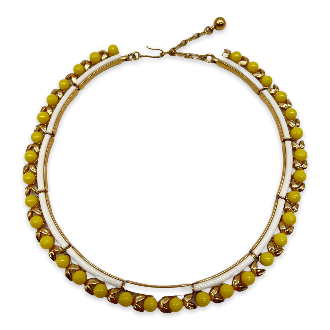 Trifari Yellow cabochon necklace