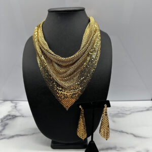Fabulous Vintage Whiting and Davis Mesh Bib Necklace Set
