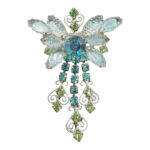 Gorgeous stylized Juliana butterfly rhinestone brooch.