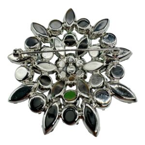 Vintage Oversized Artsy Rhinestone Metal Work Brooch store