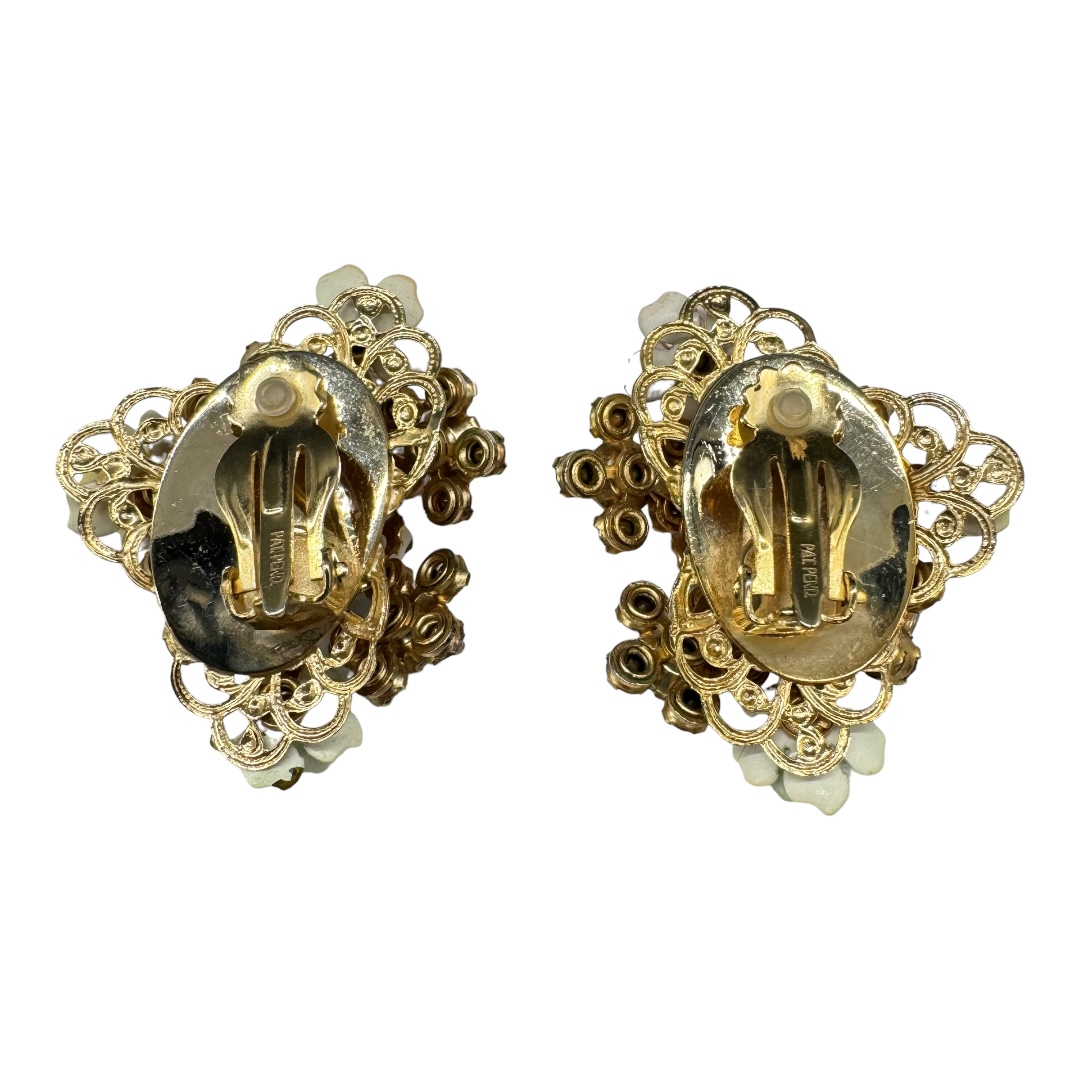 Vintage popular Germany Enamel Rhinestone Earrings