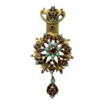 Huge Florenza Victorian Revival brooch fob.