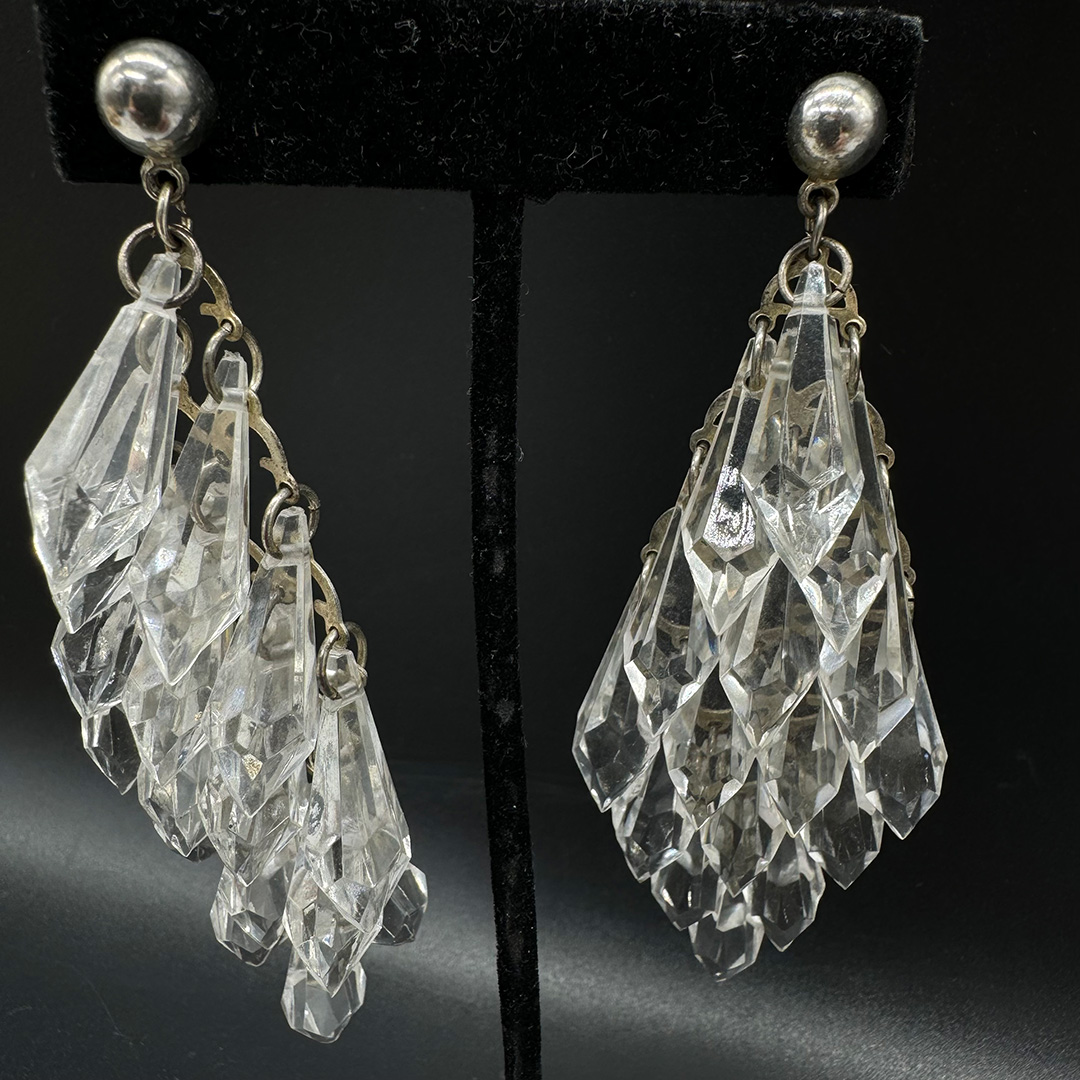 Side profile vintage Lucite earrings.
