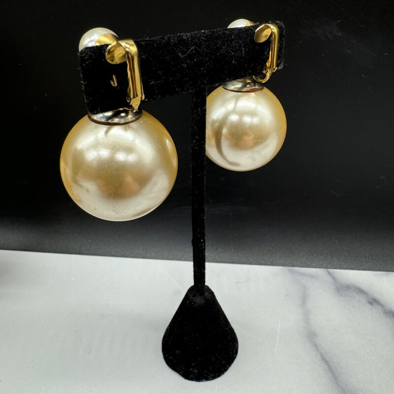 Huge Faux Pearl Pendant Earrings