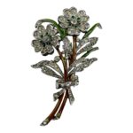 Vintage c. 1940s Trifari enameled flower fur clip.