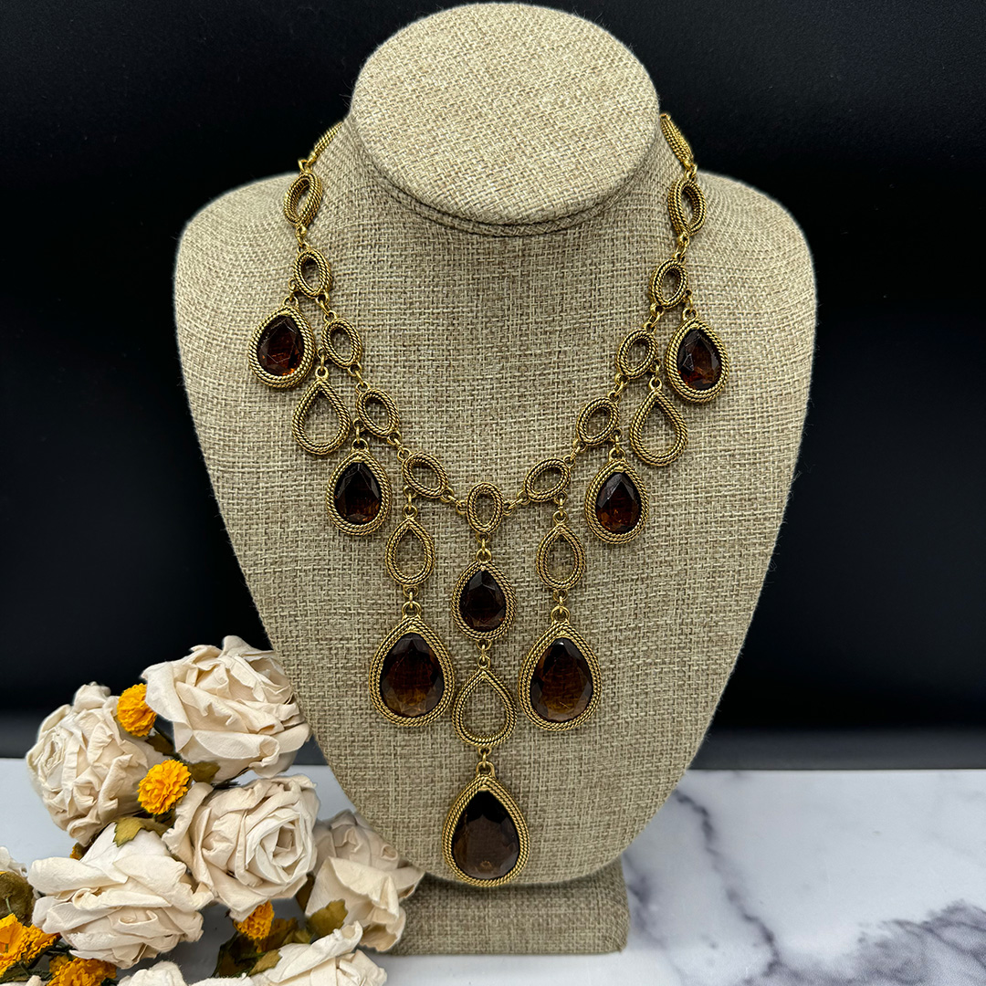 Goldette Vintage bezel set necklace purchases 1960's