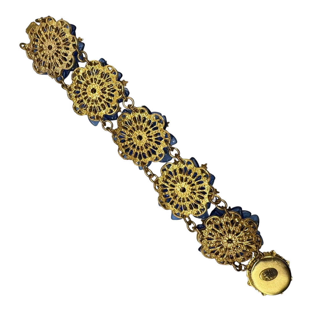 Vintage Stanley Hagler bracelet with molded glass back view.