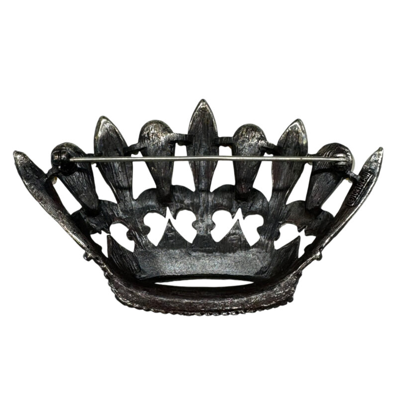 Vintage Tortolani crown brooch back.