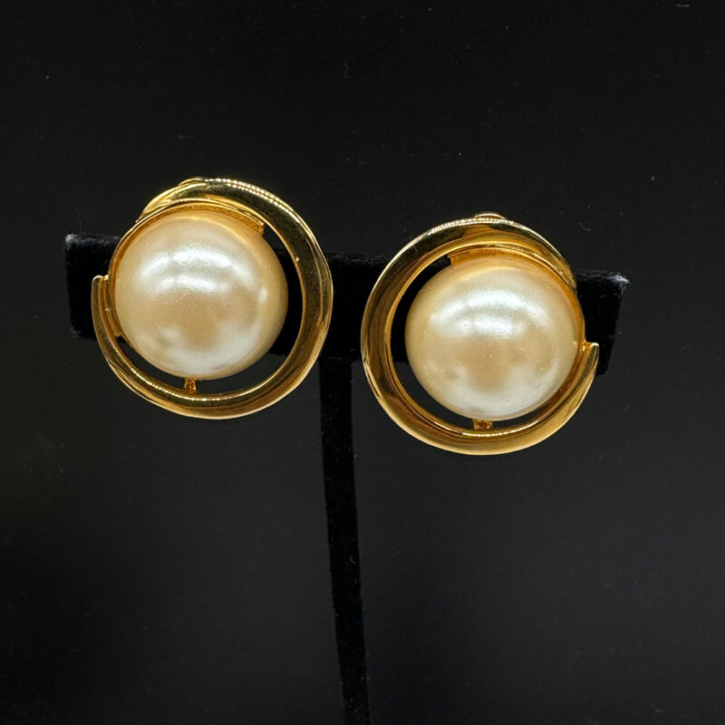 1980s Les Bernard faux pearl earrings.