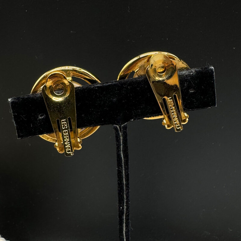 1980s Les Bernard faux pearl earrings back.