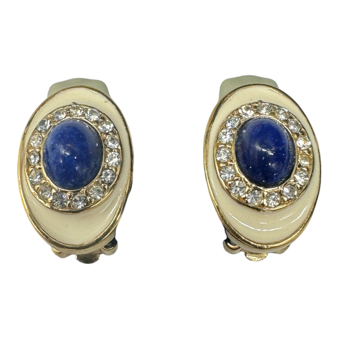 Ciner faux lapis enamel earrings.