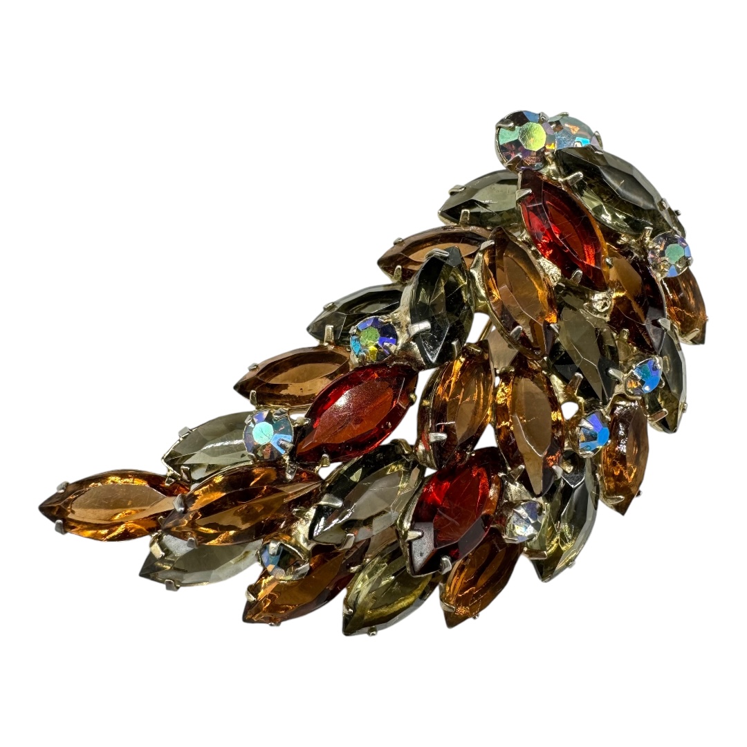 VTG JULIANA MULTI COLORED RHINESTONE LEAF outlet BROOCH