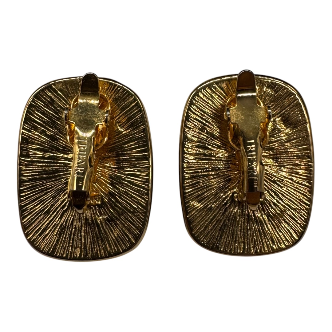 Trifari 1990s clip back earrings back view.