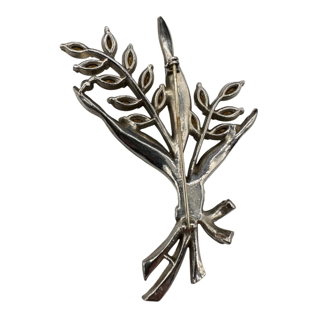 1940s Coro-style pot metal enameled blue flower brooch.