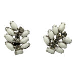 Vintage Milk Glass Rhinestone Earrings