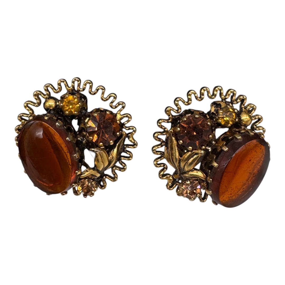 Vintage amber-colored Austrian earrings.
