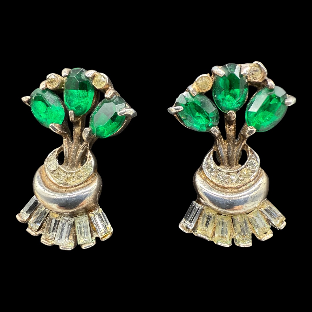 1940s sterling Retro earrings.