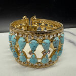 Hobe faux turquoise glass cabochon bracelet.