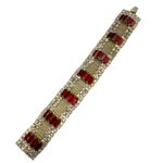 Glitzy red rhinestone mesh bracelet.