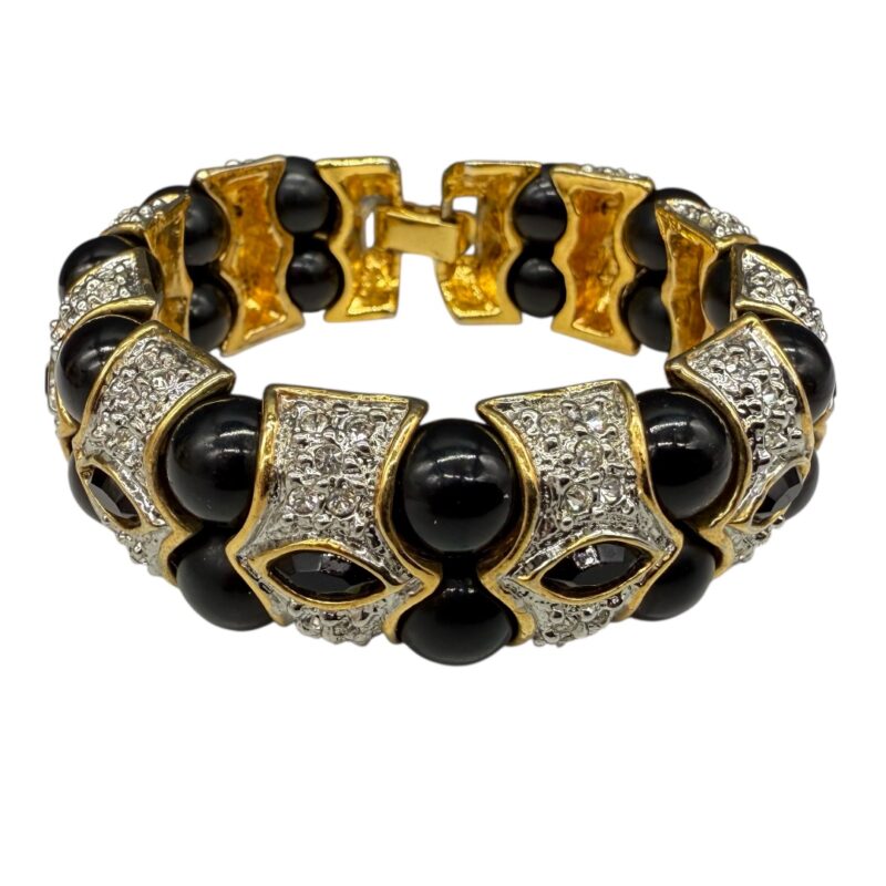Flexible pave-set rhinestone bracelet.