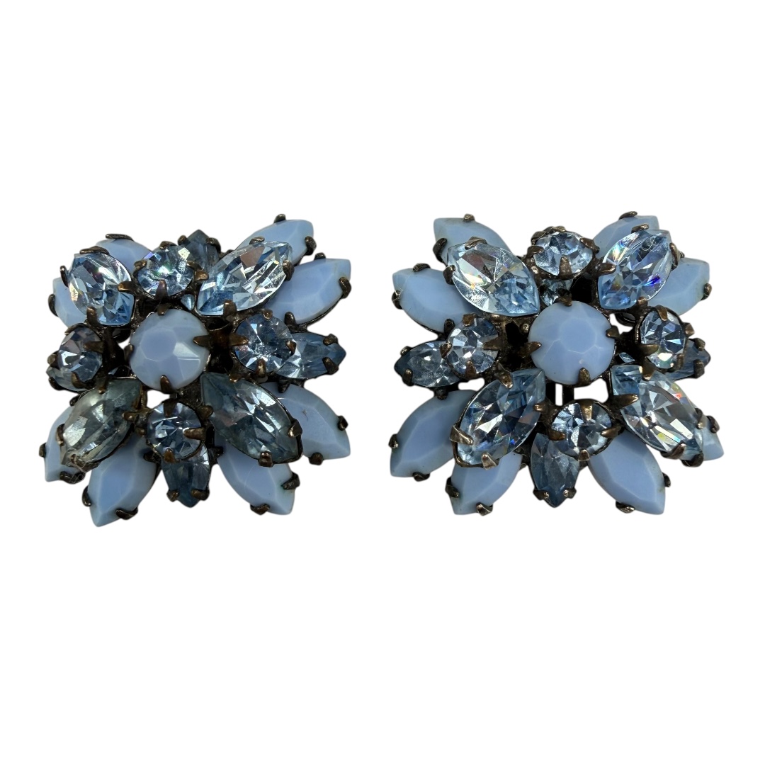 Schreiner blue rhinestone earrings