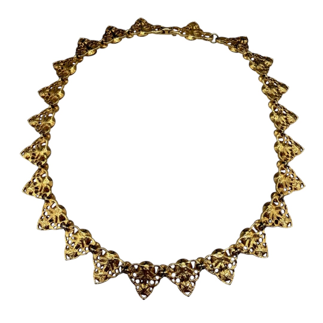 Vintage Bermuda blue rivoli rhinestone necklace back.