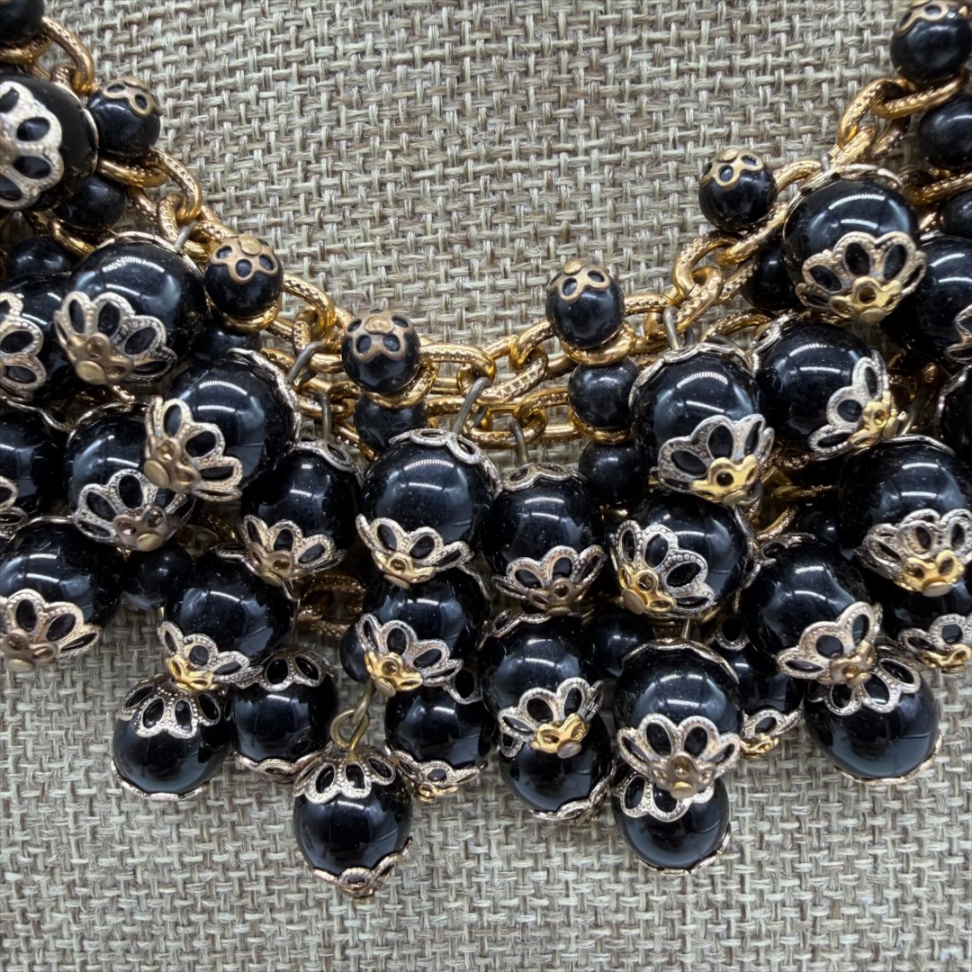 1950s West German black glass statement collar necklace.
