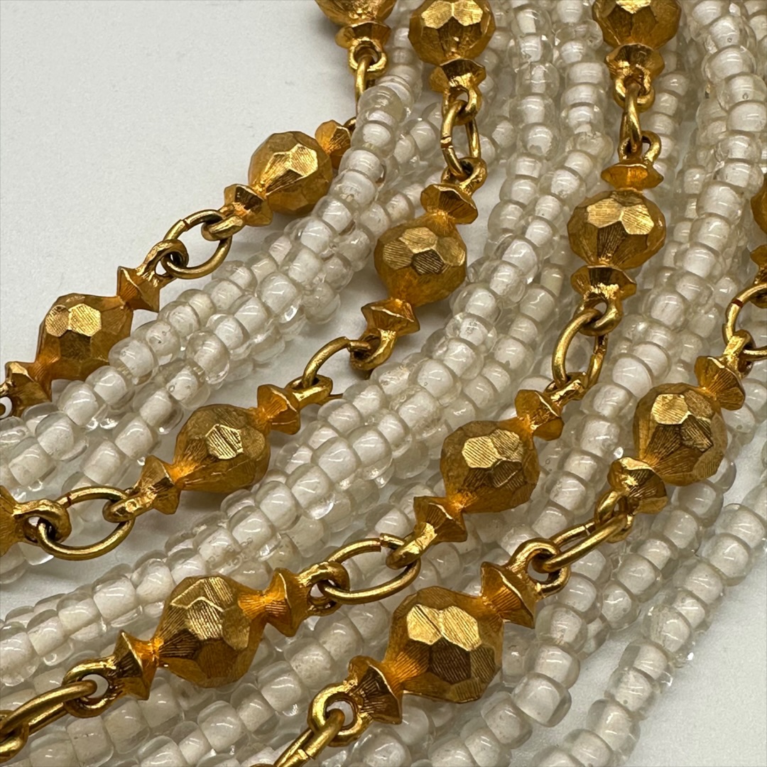 Vintage 1960s Hattie Carnegie Sixteen-Strand High-Collar Beaded Necklace beads.