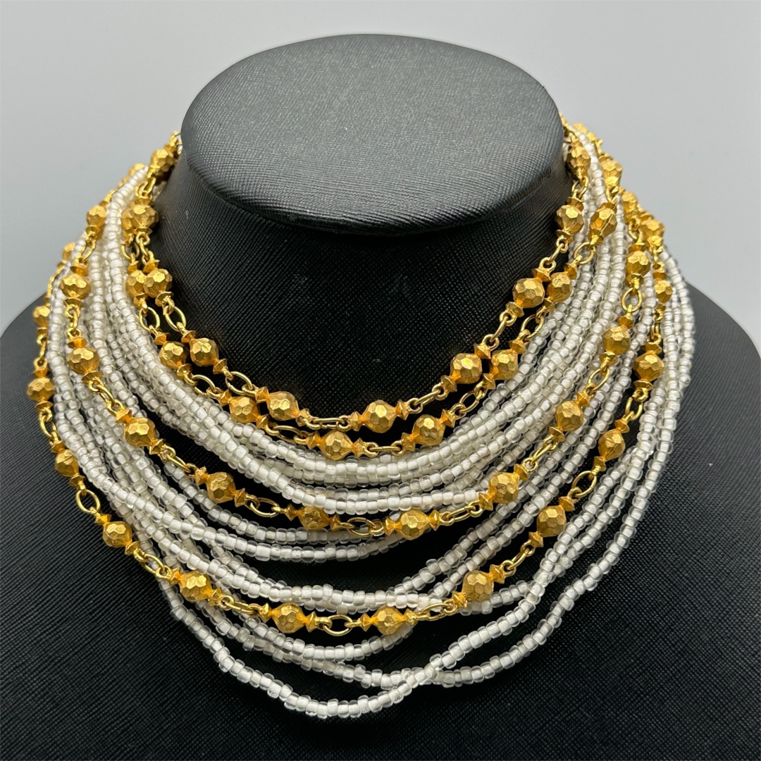 Vintage 1960s Hattie Carnegie Sixteen-Strand High-Collar Beaded Necklace